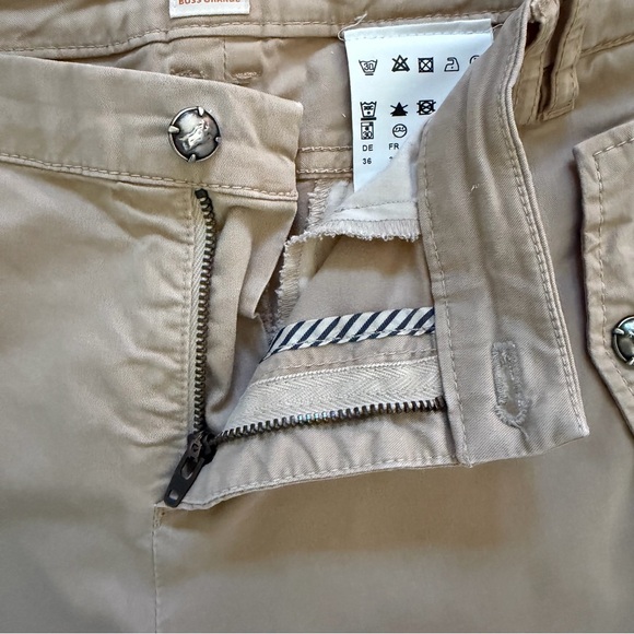 Boss Orange Slim Fit Khaki Pants Women's 4 Beige Zipper Pocket Moto Style - Picture 5 of 9